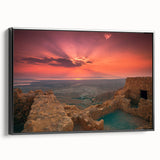 Black and white framed canvas depicting a vintage-style landscape of a Middle Eastern scene, suitable for bedroom wall decor.