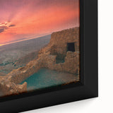 Extra large framed canvas featuring a textured black wall art scene of a Middle Eastern landscape.