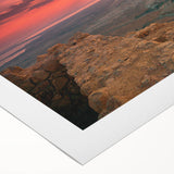 Art deco poster of a Middle Eastern scenery in muted earth tones on rolled canvas, suitable for dining room decor.