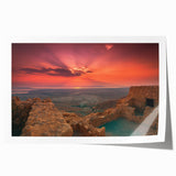 Extra large rolled print featuring a muted floral design with Middle Eastern scenery, ideal for art wall dining room.