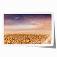 Scenic Jordan landscape on rolled canvas, showing desert flora in earthy tones, suitable for dining room or bathroom.