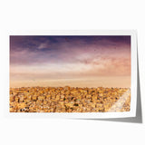 Scenic Jordan landscape on rolled canvas, showing desert flora in earthy tones, suitable for dining room or bathroom.