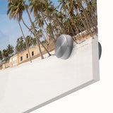 Large abstract wall art depicting Oman scenery in muted earth tones on acrylic glass, suitable for dining room ambiance.