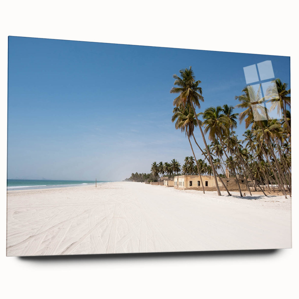 Acrylic print of a Middle Eastern landscape, featuring earthy tones and abstract style.