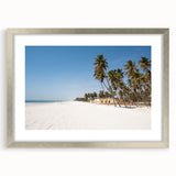 Textured abstract art print depicting a Middle Eastern scenery in muted earth tones, framed with a silver mat.