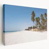 Desert landscape in Oman depicted in earthy tones on a large stretched canvas, suitable for kitchen wall art.