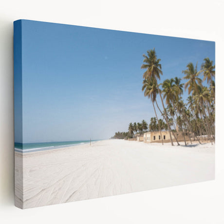 Desert landscape in Oman depicted in earthy tones on a large stretched canvas, suitable for kitchen wall art.