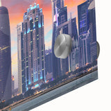 Large abstract wall art featuring Qatar scenery in mid-century modernist style, ideal for dining room art.