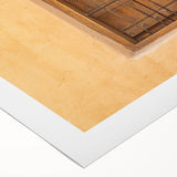 Art deco poster of a Saudi Arabian scenery in muted earth tones on rolled canvas, suitable for dining room wall.