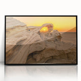 Large abstract wall art depicting a stylized Abu Dhabi skyline in muted gray and blue tones on a framed acrylic print.