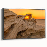 Black and white framed canvas of Abu Dhabi landscape, ideal for bedroom wall art.