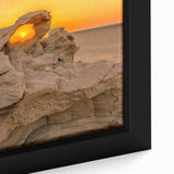 Extra large framed canvas featuring a textured depiction of Abu Dhabi's skyline in black with colorful highlights.