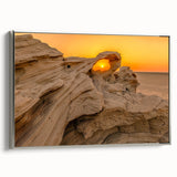 Framed canvas featuring a landscape art painting of Abu Dhabi's skyline in muted black and colorful accents.