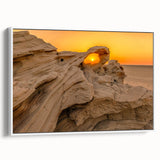 Framed canvas of a vintage poster featuring a colorful Abu Dhabi skyline on a white background, ideal for living room decor.