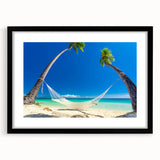 Extra large, textured abstract art print depicting vibrant oceanic hues on a black framed canvas.