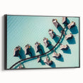 Black and white framed canvas of Bora Bora landscape, ideal for bedroom wall decor.
