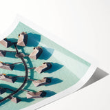 Extra large wall art of line art flowers in soft pastel shades on a rolled print, ideal for large living room decor.