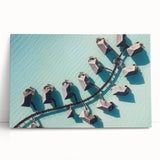 Black and white stretched canvas of Bora Bora's serene landscape, ideal for kitchen wall art or bedroom ambiance.