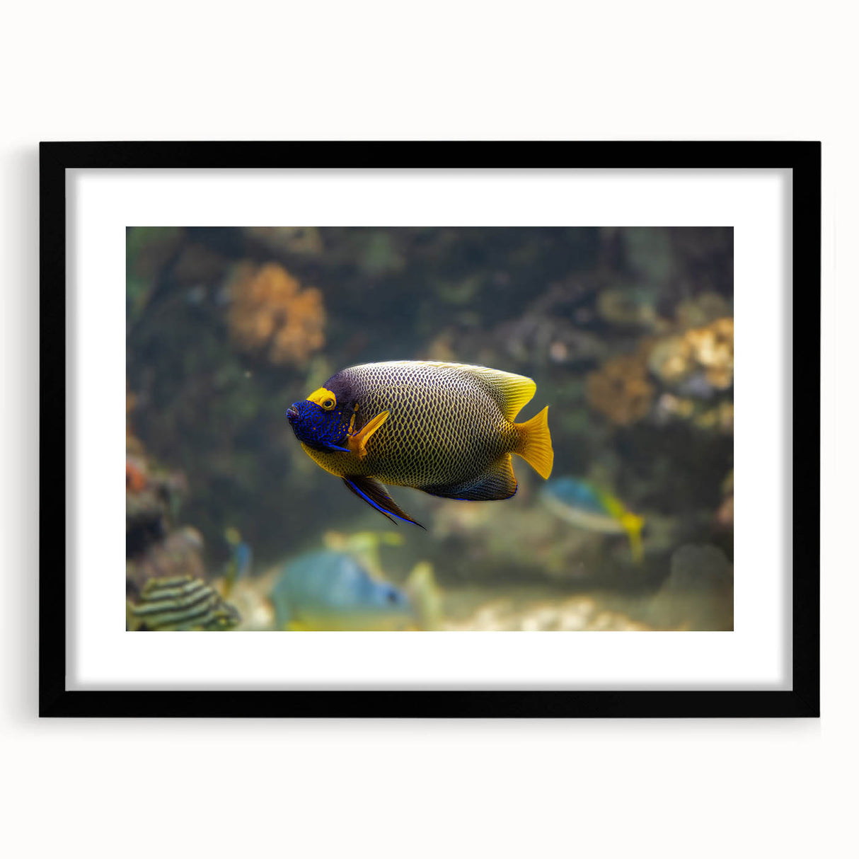 Extra large canvas featuring abstract textured art with vibrant hues of blue and orange, ideal for living room decor.