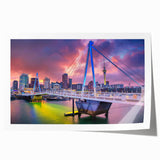 Extra large rolled print of Auckland skyline with muted blue and green tones, ideal for art wall dining room.