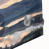 Large abstract wall art depicting Canterbury, New Zealand scenery on acrylic glass, in mid-century modernist style.