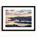 Extra large textured abstract art print of colorful Canterbury, New Zealand scenery on a black framed canvas.