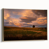 Framed canvas featuring a vintage-style landscape painting of Otago, New Zealand, with muted earth tones.