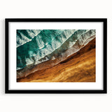 Extra large, textured abstract art print of New Zealand's West Coast in vibrant colors on a black framed canvas.