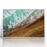 Framed acrylic print of a serene New Zealand west coast scenery in soft blue and green tones.