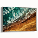 Framed landscape art painting of New Zealand's West Coast in muted gray and blue tones, ideal for living room decor.
