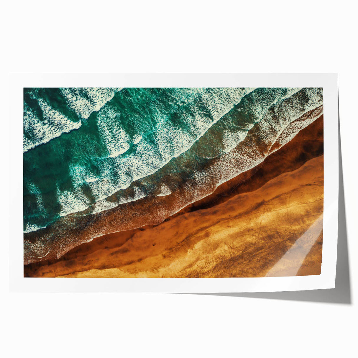 Extra large rolled print of a serene New Zealand West Coast landscape, featuring muted green and blue tones.