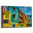 Black and white framed canvas of a vintage Buenos Aires landscape, ideal for bedroom wall art.