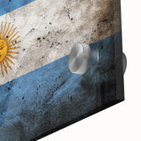 Large abstract wall art print of a South American scenery in muted earth tones on acrylic glass.