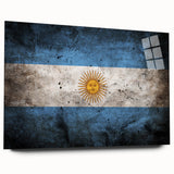 Large abstract wall art of Argentinian scenery in vibrant earth tones on acrylic glass.