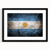 Extra large abstract art print of a colorful, textured South American scenery on a black framed canvas.