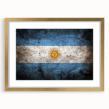 Extra large abstract art print of a textured South American scenery in a gold frame, ideal for living room decor.