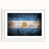 Abstract art print of a South American landscape in muted earth tones, framed with a white mat.