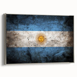 Framed canvas landscape art painting of an Argentinian scenery in colorful hues, ideal for living room decor.