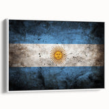 Vintage poster art of a colorful Argentine landscape on a framed canvas, ideal for extra large living room wall decor.