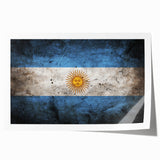 Rolled canvas print of a scenic Argentine landscape with vibrant green and blue hues, ideal for dining room wall art.