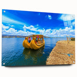 Acrylic print of a large abstract depiction of a Bolivian landscape, featuring earthy tones, ideal for dining room decor.