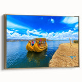 Framed canvas featuring a vintage-style landscape painting of Bolivia with a dominant black and gold color scheme.