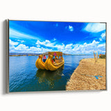 Landscape art painting of a Bolivian scenery on a framed canvas, featuring muted earth tones and vintage poster style.