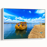 Vintage poster art of a Bolivian landscape on a framed canvas, featuring vibrant colors and black accents.