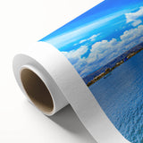 Art deco poster of a Bolivian landscape in pastel shades on rolled canvas, ideal for nursery wall art.