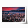 Extra large rolled print of Santiago, Chile skyline with muted earth tones, ideal for art wall dining room.