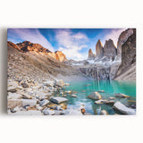 Black and white photo of Chilean landscape on large stretched canvas, suitable for kitchen wall art.