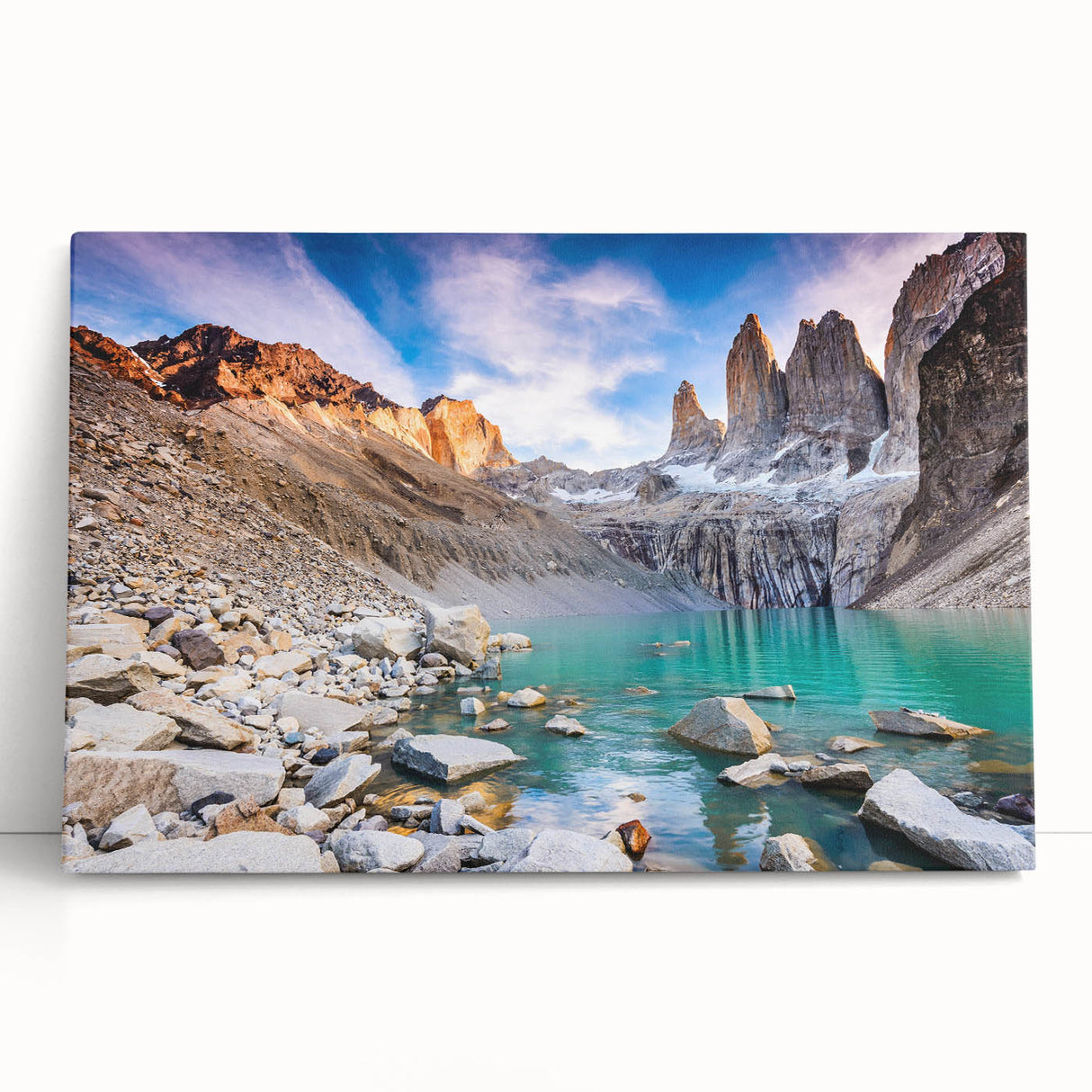 Black and white photograph of a Chilean landscape on stretched canvas, ideal for kitchen wall art or bedroom ambiance.