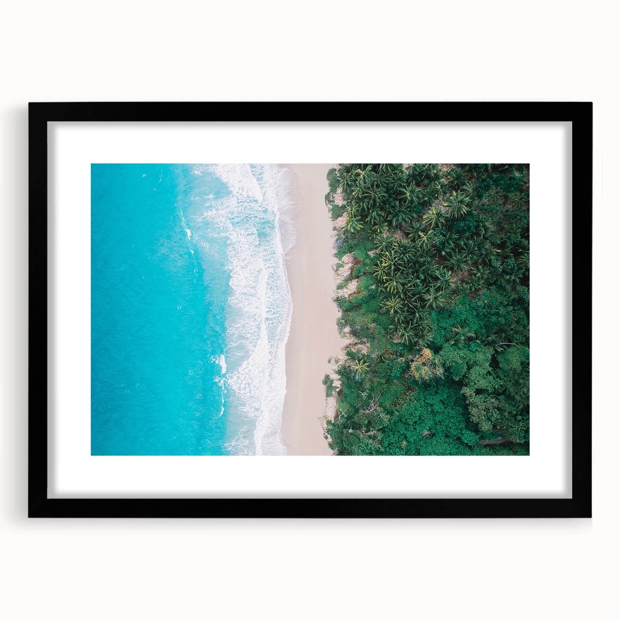 Extra large abstract art print featuring vibrant colors and textured appearance, framed in black.