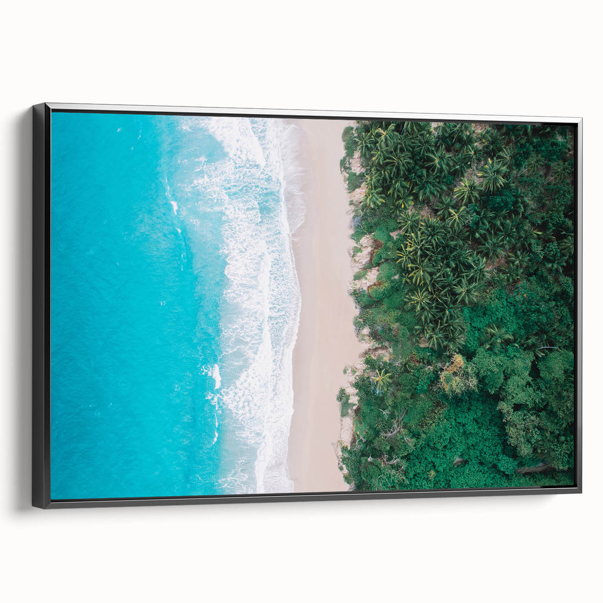 Black and white vintage poster art of a Colombian landscape on framed canvas, ideal for bedroom wall decor.
